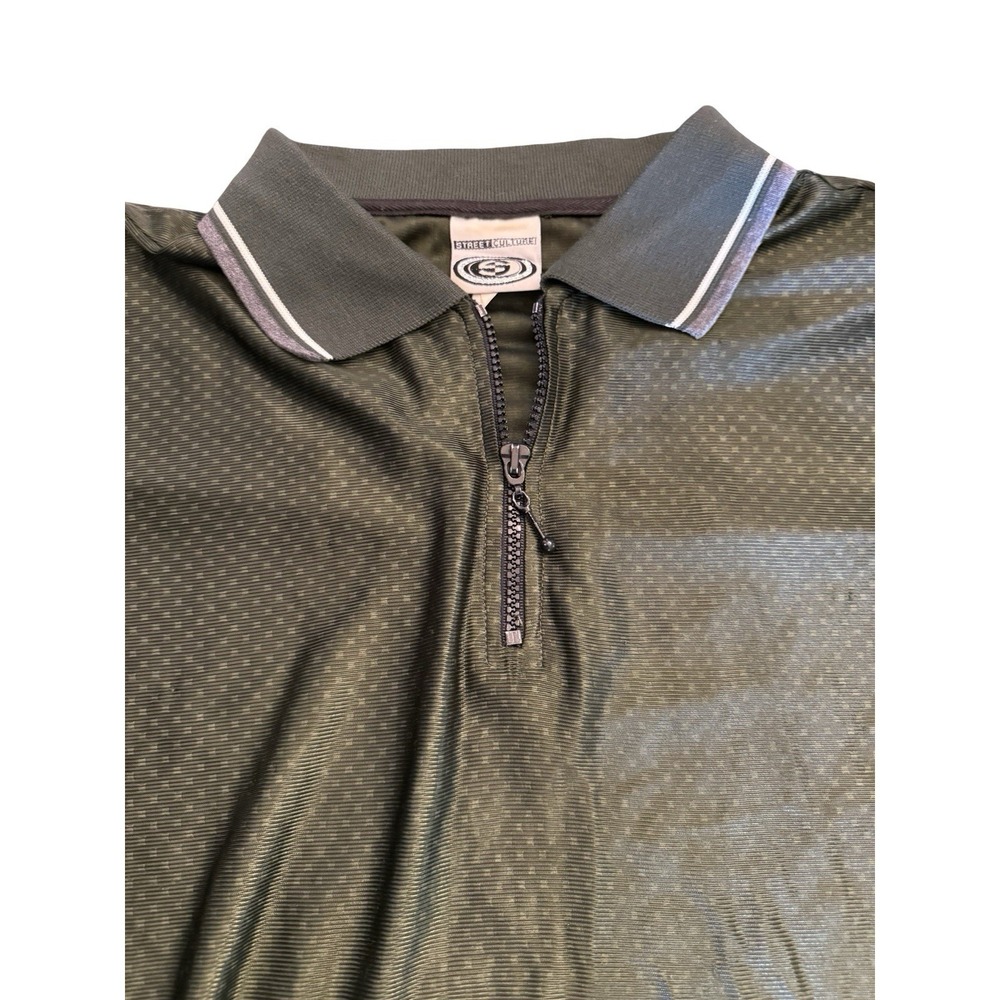 Street Culture Mens Y2K Vintage 90s Dark Green 1/4 Zip Polyester Shirt M